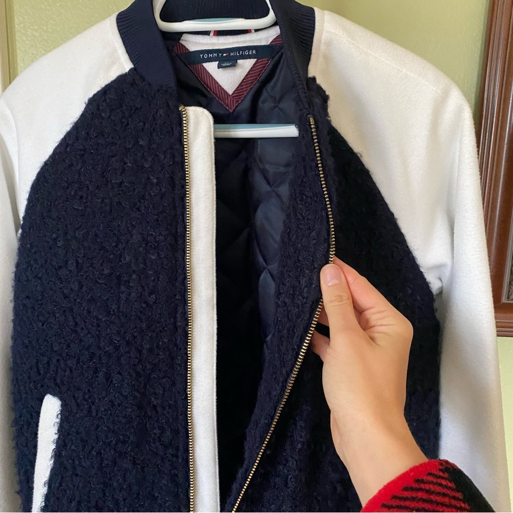 Tommy Hilfiger Navy and White Bomber Jacket